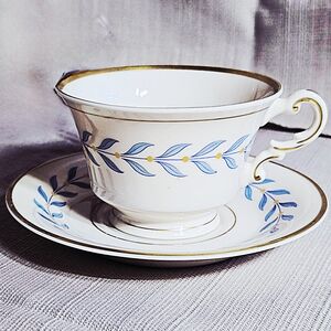 Sherwood by Syracuse Discontinued Fine Porcelain China Footed Cup & Saucer Set